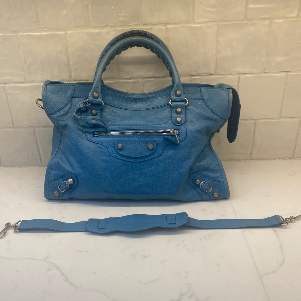 Balenciaga Agneau Classic Hardware City Bag in Aquamarine - Picture 9 of 12